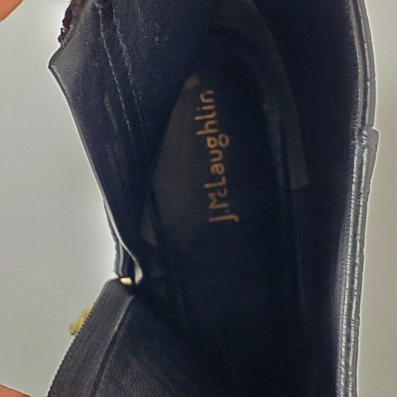 J. McLaughlin Gwyneth Black Leather Croc-Embossed Ankle Boots Size 9 - Picture 9 of 14